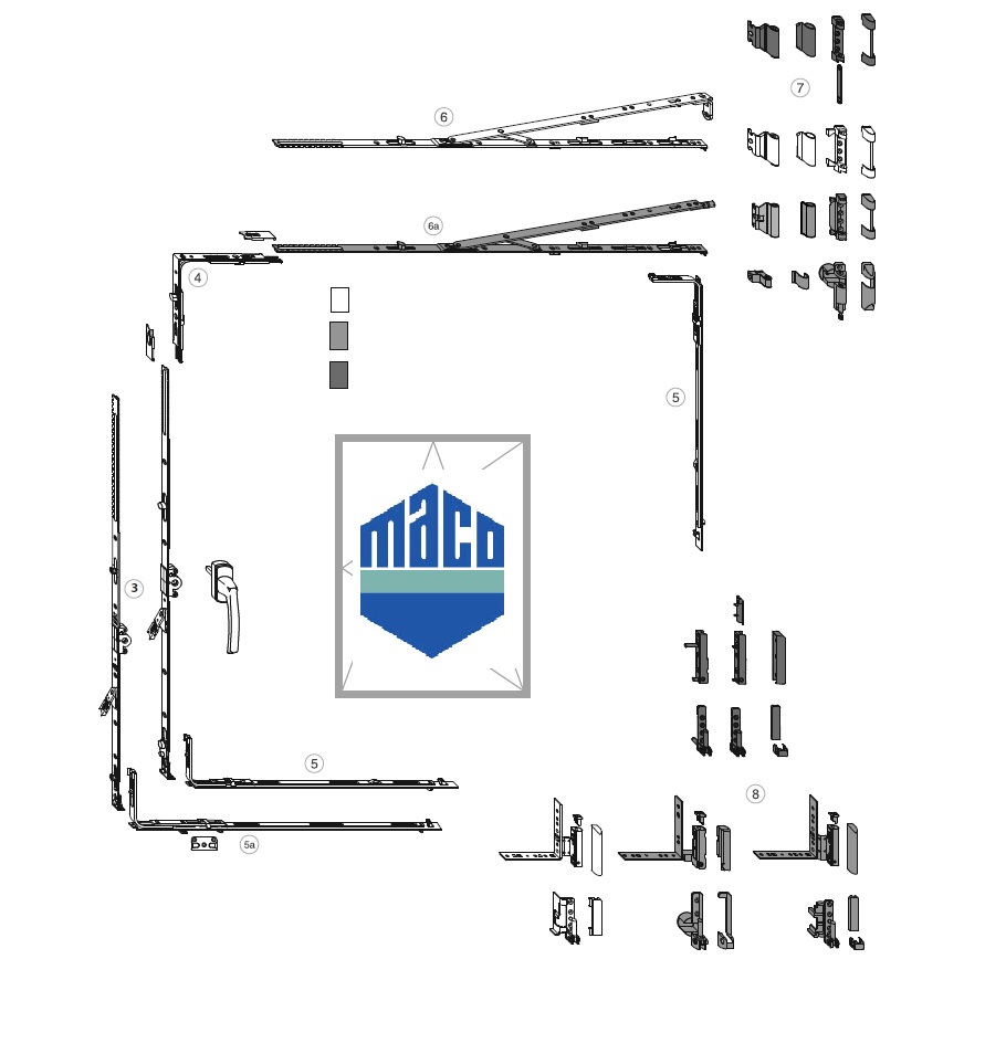 Масо отзывы. Поворотно откидная фурнитура мака. Фурнитура Maco Multi trend. Комплект поворотно-откидной фурнитуры Ворне для пластикового окна. Оконная фурнитура мако схема.